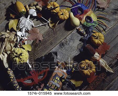 Stock Photography - Halloween decorations in an arrangement. Fotosearch