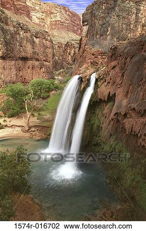 Stock Image - High angle view of a waterfall. Fotosearch