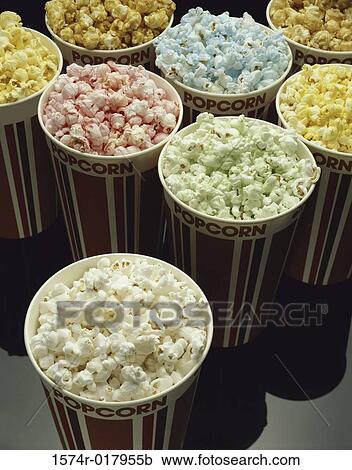 High angle view of disposable cups with popcorn View Large Photo Image Stock Image - High angle view of disposable cups with popcorn. Fotosearch