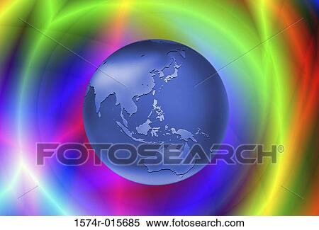 Stock Photography - Illustration of a globe with a multicolored background. Fotosearch