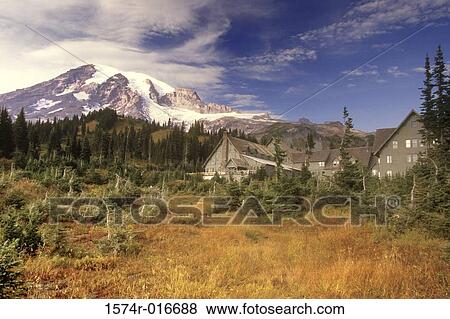 Stock Photo - Paradise Lodge Mount Rainier National Park Washington USA. Fotosearch