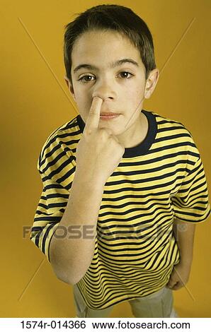 Portrait of a boy picking his nose View Large Photo Image Stock Photograph - Portrait of a boy picking his nose. Fotosearch