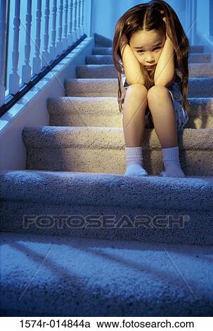 Portrait of a girl sitting on steps View Large Photo Image Stock Image - Portrait of a girl sitting on steps. Fotosearch