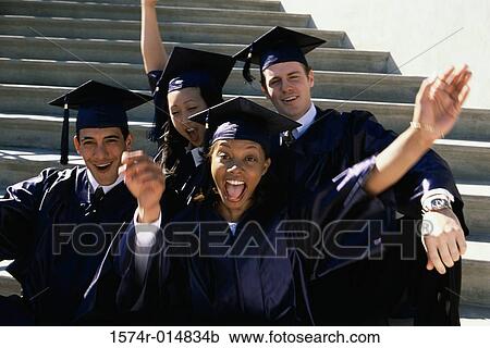 Portrait of four young graduates smiling View Large Photo Image Stock Image - Portrait of four young graduates smiling. Fotosearch