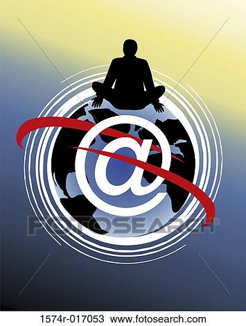 Silhouette of a person sitting on a globe with the @ symbol superimposed View Large Photo Image Stock Image - Silhouette of a person sitting on a globe with the @ symbol superimposed. Fotosearch
