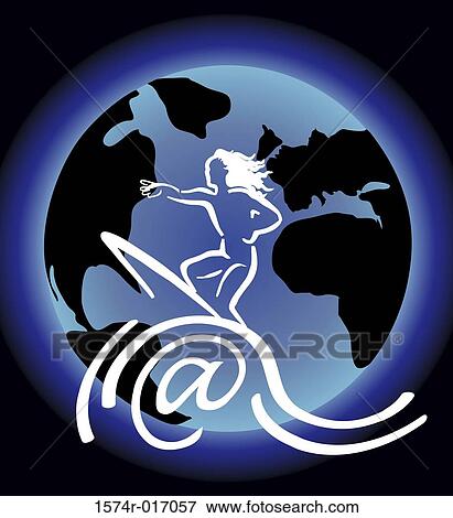 Sketch of a person surfing superimposed over a globe View Large Photo Image Stock Photo - Sketch of a person surfing superimposed over a globe. Fotosearch