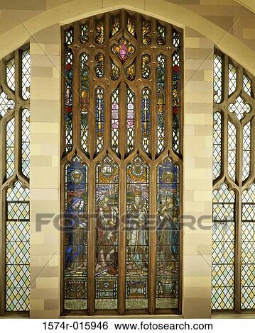Stained glass windows of a church View Large Photo Image Stock Photograph - Stained glass windows of a church. Fotosearch