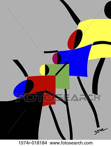 Picture - Stick Figures 2 2002 Diana Ong (b. 1940 Chinese-American) Computer graphics. Fotosearch