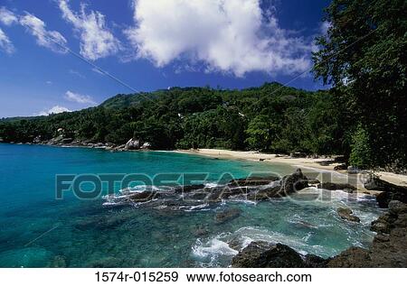 Stock Photo - Sunset Beach Mahe Seychelles. Fotosearch