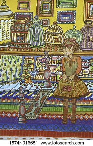 Stock Image - The Market 2004 Jane Butler (b. 1949 American) Private Collection. Fotosearch