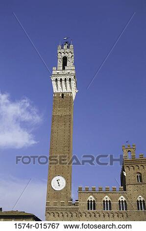 Torre del Mangia Piazza del Campo Siena Italy View Large Photo Image Stock Photo - Torre del Mangia Piazza del Campo Siena Italy. Fotosearch