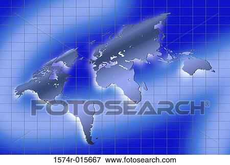 World map on a grid View Large Photo Image Stock Photo - World map on a grid. Fotosearch