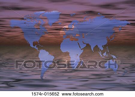 World map superimposed over a sunset View Large Photo Image Stock Image - World map superimposed over a sunset. Fotosearch