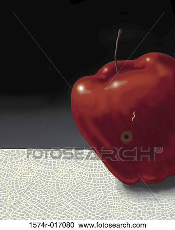 Stock Image - Wormy Apple 2 2004 Linda Braucht (20th C. American) Computer graphics. Fotosearch