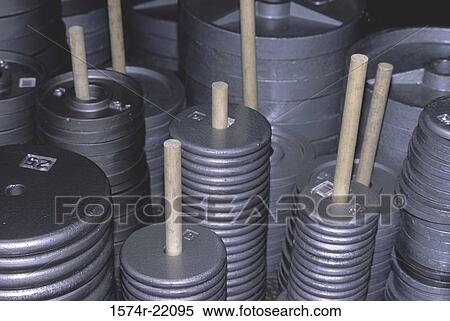 Stock Photography - Array of barbell weights. Fotosearch