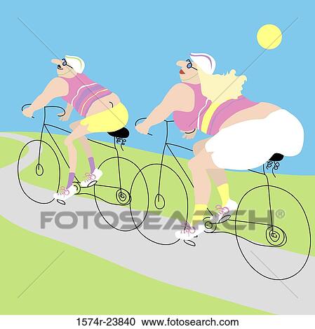 Stock Image - Bicycle Couple, Linda Braucht (20th C. American), Computer Graphics. Fotosearch