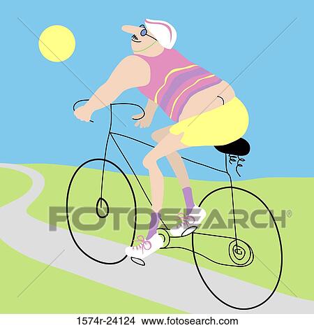 Picture - Bicycle Man, Linda Braucht (20th C. American), Computer Graphics. Fotosearch