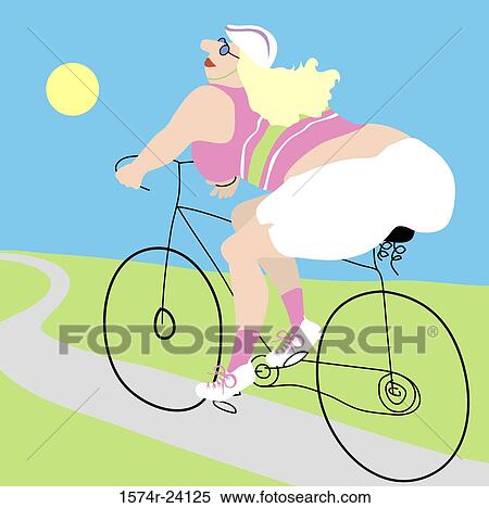 Stock Photography - Bicycle Woman, Linda Braucht (20th C. American), Computer Graphics. Fotosearch