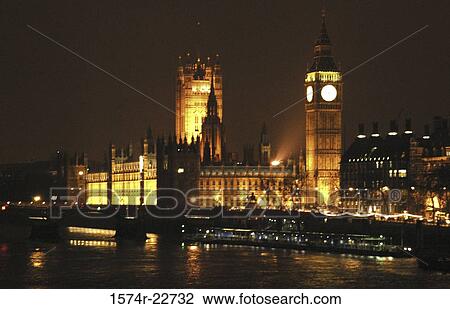 Big Ben and the Houses of Parliament lit up at night, London, England View Large Photo Image Stock Image - Big Ben and the Houses of Parliament lit up at night, London, England. Fotosearch