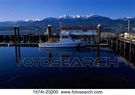 Boat docked at a pier, Seattle, Washington, USA View Large Photo Image Stock Image - Boat docked at a pier, Seattle, Washington, USA. Fotosearch