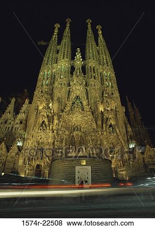 Building lit up at night, Sagrada Familia, Barcelona, Spain View Large Photo Image Stock Photo - Building lit up at night, Sagrada Familia, Barcelona, Spain. Fotosearch