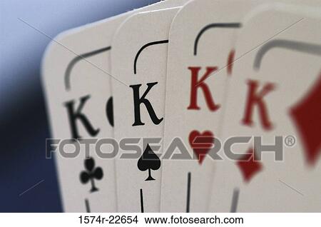 Picture - Close-up of a hand of playing cards with the letter K. Fotosearch