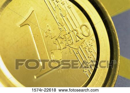 Stock Photo - Close-up of a one euro coin. Fotosearch