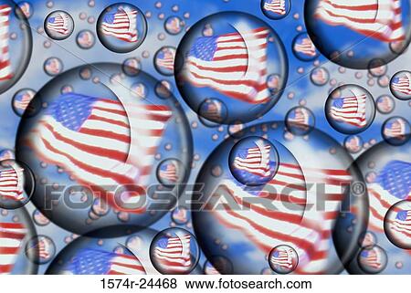 Close-up of American flags in bubbles View Large Photo Image Stock Photo - Close-up of American flags in bubbles. Fotosearch