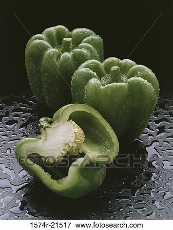 Close-up of green bell peppers View Large Photo Image Stock Photo - Close-up of green bell peppers. Fotosearch