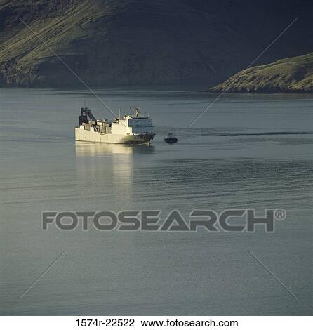 Stock Image - Container ship, New Zealand. Fotosearch