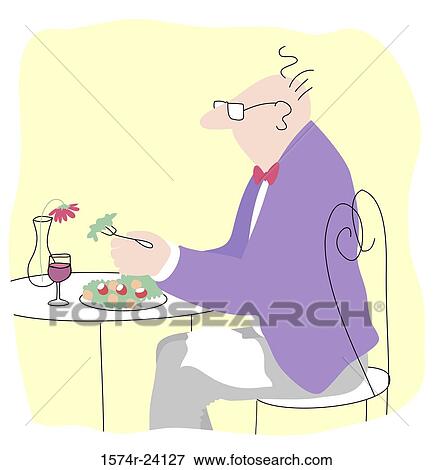 Elderly Man at Dinner, Linda Braucht (20th C. American), Computer Graphics View Large Photo Image Stock Photo - Elderly Man at Dinner, Linda Braucht (20th C. American), Computer Graphics. Fotosearch