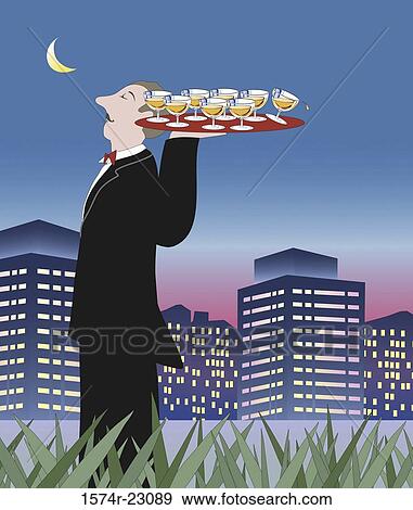 Fancy Waiter 2004 Linda Braucht (20th C. American) Computer graphics View Large Photo Image Stock Photo - Fancy Waiter 2004 Linda Braucht (20th C. American) Computer graphics. Fotosearch