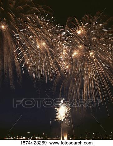 Fireworks display in the sky, Cowes, England View Large Photo Image Stock Photo - Fireworks display in the sky, Cowes, England. Fotosearch