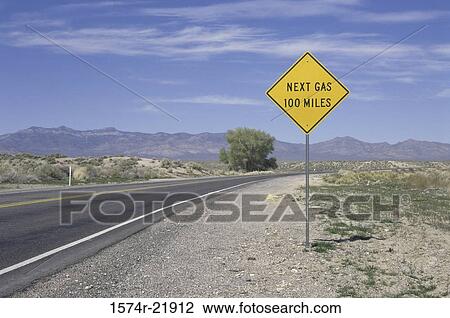 Stock Image - Gas station sign, Nevada, USA. Fotosearch