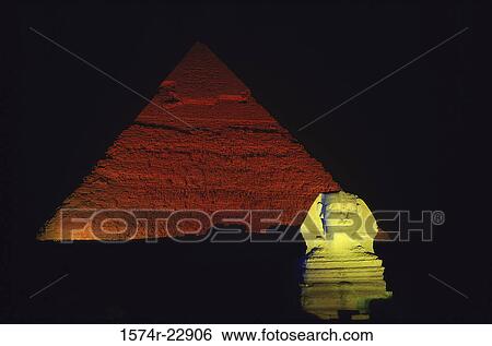 Great Sphinx lit up at night, Chephren Pyramid, Giza, Egypt View Large Photo Image Stock Photograph - Great Sphinx lit up at night, Chephren Pyramid, Giza, Egypt. Fotosearch