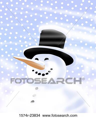 Picture - Happy Snowman, Linda Braucht (20th C. American), Computer Graphics. Fotosearch