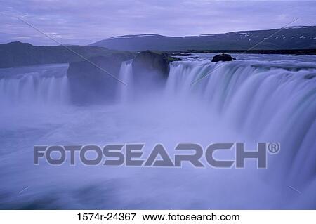 Stock Photo - High angle view of a waterfall, Godafoss Falls, Skjalfandafljot River, Iceland. Fotosearch