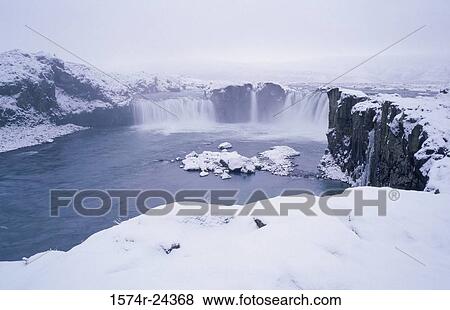 High angle view of a waterfall, Godafoss Falls, Skjalfandafljot River, Iceland View Large Photo Image Stock Photo - High angle view of a waterfall, Godafoss Falls, Skjalfandafljot River, Iceland. Fotosearch