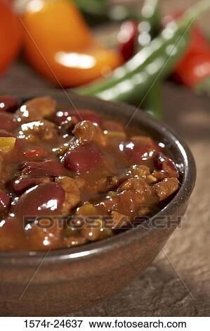 High angle view of beef chili in a bowl View Large Photo Image Stock Photo - High angle view of beef chili in a bowl. Fotosearch