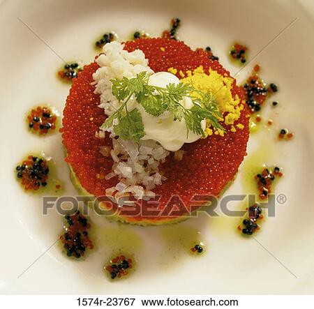 High angle view of caviar with garnish View Large Photo Image Stock Photo - High angle view of caviar with garnish. Fotosearch