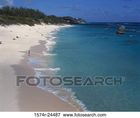 High angle view of tourists on the beach, Chaplin Bay, Bermuda View Large Photo Image Stock Photo - High angle view of tourists on the beach, Chaplin Bay, Bermuda. Fotosearch