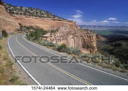 Picture - Highway on a hillside, Rim Rock Drive, Colorado National Monument, Colorado, USA. Fotosearch