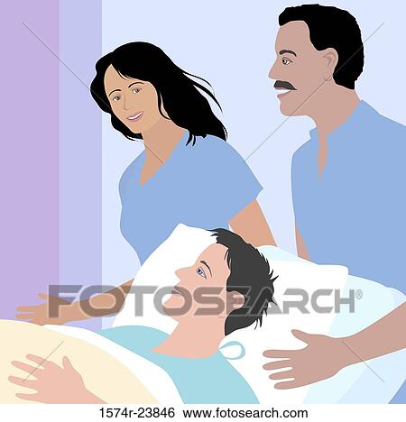 Stock Photograph - Hospital Workers Close-up, Linda Braucht (20th C. American), Computer Graphics. Fotosearch