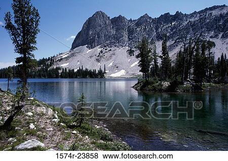 Lake in front of mountains, El Capitan, Alice Lake, Idaho, USA View Large Photo Image Stock Photo - Lake in front of mountains, El Capitan, Alice Lake, Idaho, USA. Fotosearch