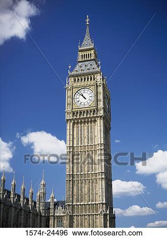 Low angle view of a clock tower, Big Ben, London, England View Large Photo Image Stock Photograph - Low angle view of a clock tower, Big Ben, London, England. Fotosearch