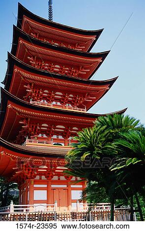Stock Photography - Low angle view of a pagoda, Miyajima Island, Japan. Fotosearch