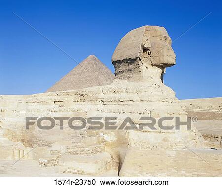 Stock Image - Low angle view of a sphinx, Great Sphinx, Giza, Egypt. Fotosearch