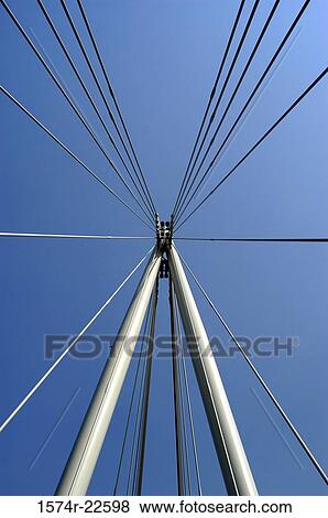 Low angle view of a suspension bridge View Large Photo Image Stock Photo - Low angle view of a suspension bridge. Fotosearch
