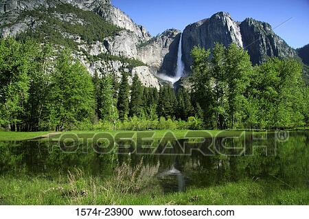 Low angle view of a waterfall, Upper Yosemite Falls, Yosemite National Park, California, USA View Large Photo Image Stock Image - Low angle view of a waterfall, Upper Yosemite Falls, Yosemite National Park, California, USA. Fotosearch
