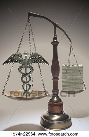 Medical symbol and dollar bills on a balance scale View Large Photo Image Picture - Medical symbol and dollar bills on a balance scale. Fotosearch